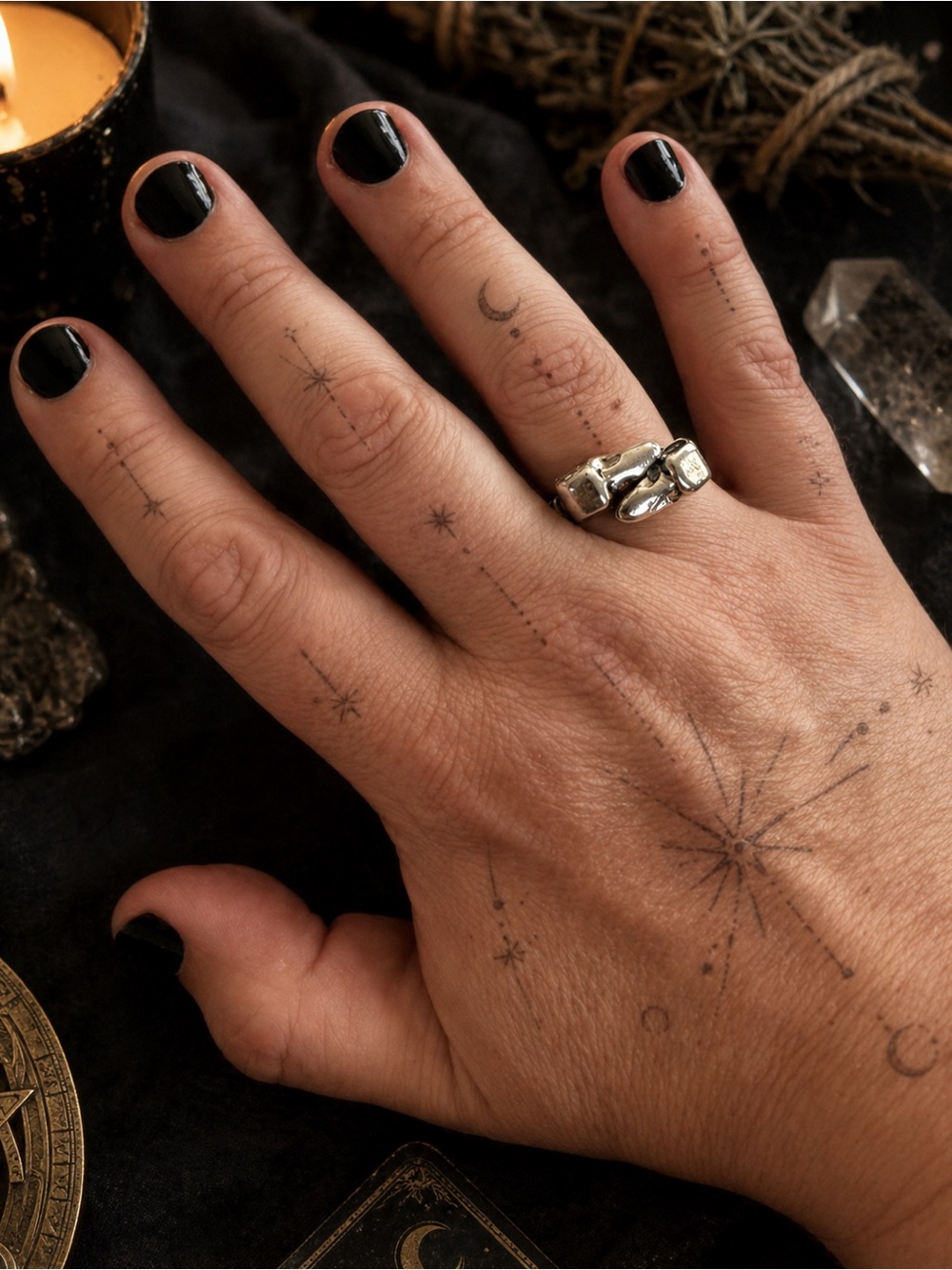 Adjustable Stainless Steel Raven Skull Ring